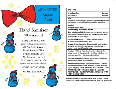 air and water sugar plum hand sanitizer 60 500 ml 70vv.jpg image of label - air and water sugar plum hand sanitizer 60 500 ml 70vv